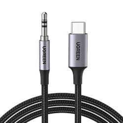 Переходник Ugreen USB-C Male to 3.5mm Male Cable DAC чип 1 м Black/ Grey (CM450)