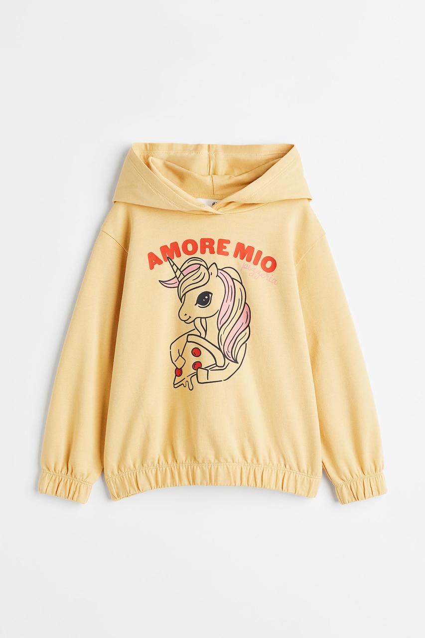 Худі для дівчинки жовтого кольору Единоріг Amore Mio H&M 92, 98/104, 110/116, 122/128, 134/140cм, фото 1