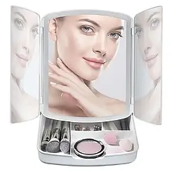 Косметичне дзеркало для потрійного макіяжу з підсвіткою LED My Foldaway Lighted Makeup Mirror M