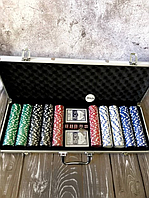 Покерный набор UNI 500 фишек черно-серебристый кейс (111639-500)