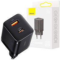 Быстрая зарядка 30W Baseus Super Si Pro Quick Charger 1xType-C + 1xUSB CCSUPP-E01 Black