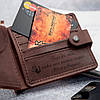 Гаманець на кнопці з відділенням для ID картки або прав з натуральної шкіри "Бережи себе...", фото 4