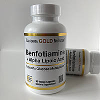 California Gold Nutrition Benfotiamine+Alpha Lipoic Acid Бенфотіамін та альфа-ліпоєва кислота, 90 капсул