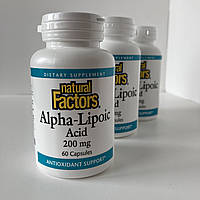 Natural factors Alpha-Lipoic Acid Альфа-ліпоєва кислота, 200 мг, 60 капсул