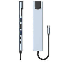 USB Hub Док Станция USB Type-C хаб Addap MH-04, 8 в 1: HDMI/HDTV + PD + USB C + SD + TF + RJ45, фото 5