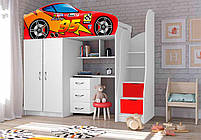 Дитяче ліжко-чердак Bed-Room No1 Lamborghini жовте, спальне місце 1700х800 мм, фото 6