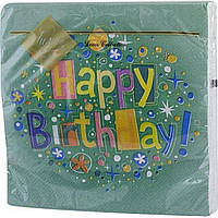 Серветки столові ТМ "Luxy" 3-шарові (20 шт.) Щасливий день зелений (15)