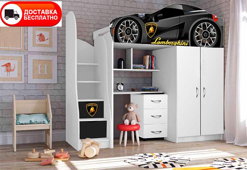 Дитяче ліжко-кімната Bed-Room No1 Lamborghini графіт, спальне місце 1700х800 мм