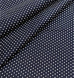 Відріз1,1м поплін дрібний горошок 2мм темно-синій, фото 2