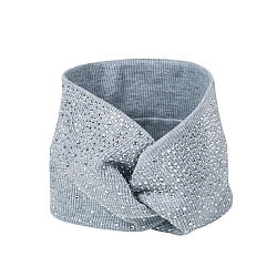 Пов'язка-чалма з трикотажної тканини зі стразами сірого кольору