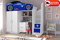 Детская кровать-комната Bed-Room №1 BMW синяя, спальное место 1700х800 мм