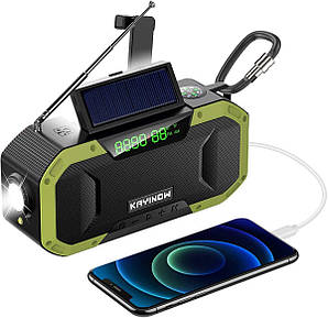 Роторне радіо  Kayinow DF-580.  Bluetooth, сонячна панель, ліхтарик, батарея 5000мАг