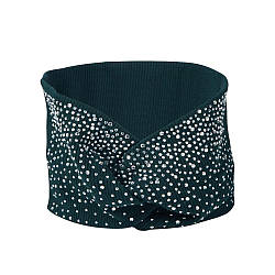 Пов'язка-чалма з трикотажної тканини зі стразами зеленого кольору