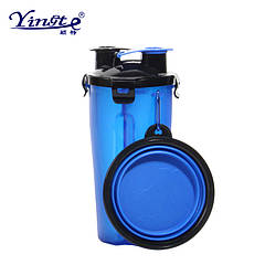 Переносна бутилка для корму та води для котів Синя