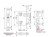 Замок для дверей врізний KALE 251WS 62 мм ВР, фото 2