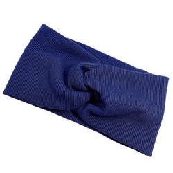 Пов'язка-чалма з трикотажної тканини синяго кольору