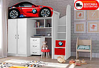 Детская кровать-комната Bed-Room №1 BMW красная, спальное место 1700х800 мм