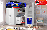 Детская кровать-комната Bed-Room №1 Ferrari синяя, спальное место 1700х800 мм