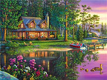 Картина за номерами "Домік біля озера" 40*50 см, фарби — акрил
