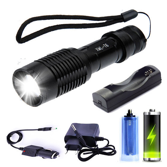 Ліхтар ручний X-Balog BL-1861-T6 акумуляторний, 1x18650, зарядка 220V та 12V, з фокусуванням, з ремінцем