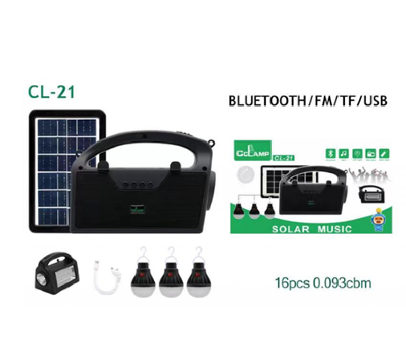 Ліхтар CL 21 Power Bank-Блютуз-Радіо З Сонячною Панеллю + Лампочки 3шт (16)