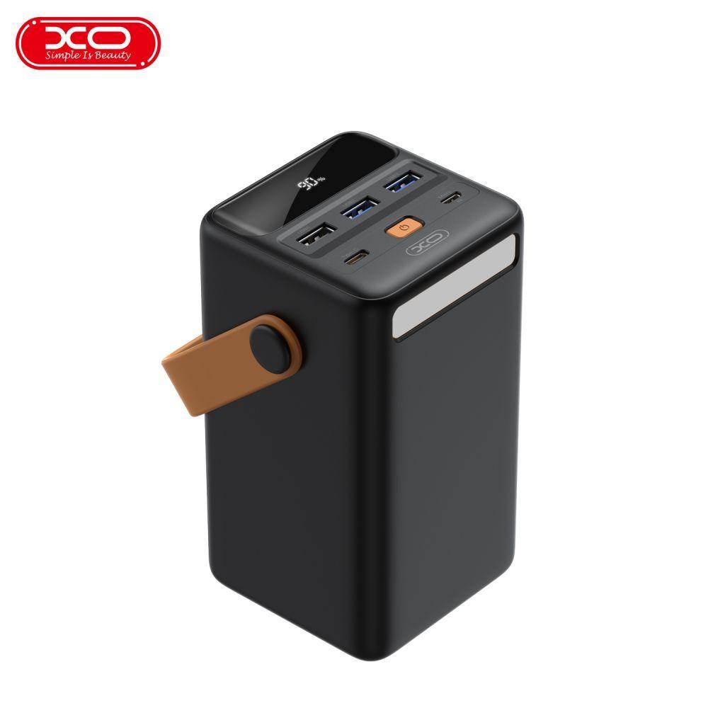 50000mAh с светильником XO PR168 22.5W QC3.0 PD3.0 Black Li-Pol Черный Пластик Универсальная батарея Индикатор уровня заряда Быстрая зарядка LED лампа USBx2 micro USB Type-C От светильник