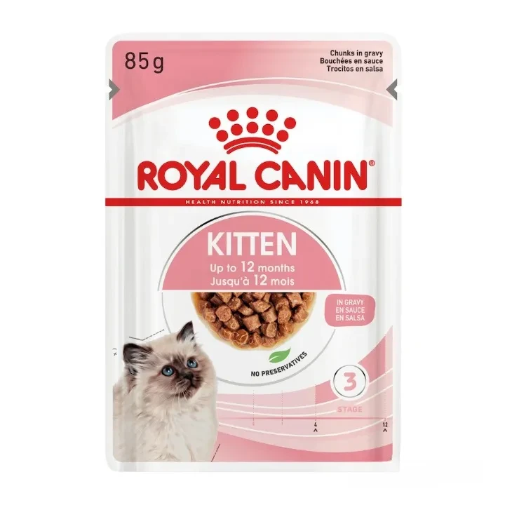 Вологий корм для кошенят Royal Canin Kitten Instinctive, шматочки в соусі, 85 г, фото 1