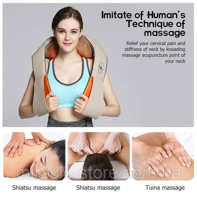 Ударний масажер для шиї і плечей Cervical Massage Shawls, масажер від болю в спині і шиї