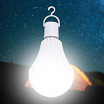 Акумуляторна лампочка 20 Вт з цоколем ARS для аварійного вимкнення LED лампа з гачком до 5 годин роботи без мережі, фото 3