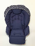Чохол DavLu до стільчика для годування Сһіссо Polly 2 в 1 Білий горох на темно-синьому (Ch-078), фото 2