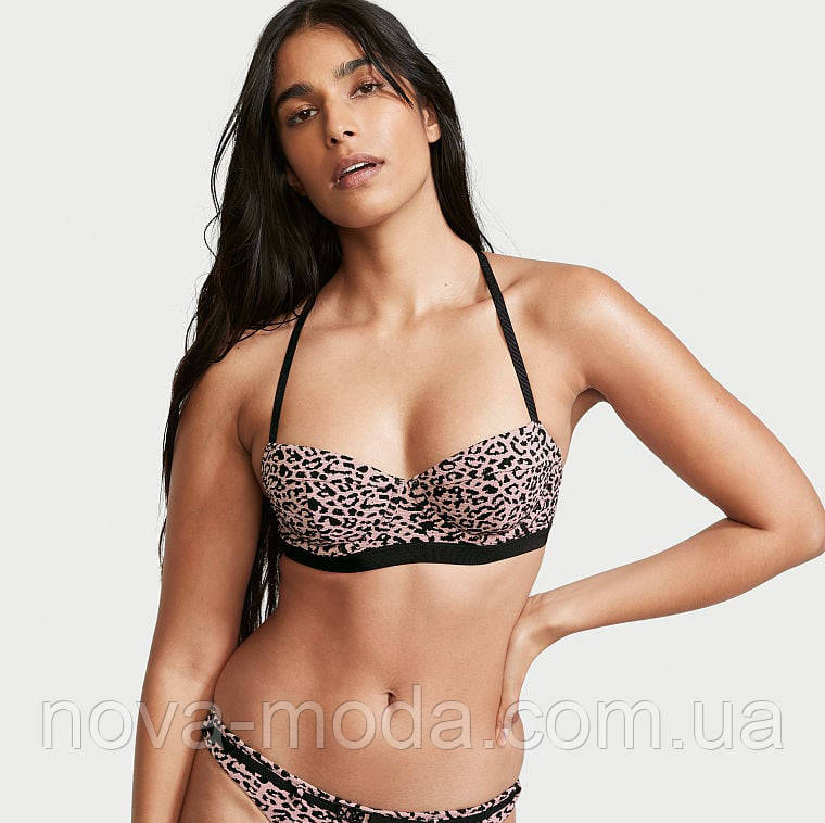 Жіночий купальник Victoria's Secret (Вікторія Сікрет) леопард, колір суха троянда, купальник 3 в 1, оригінал
