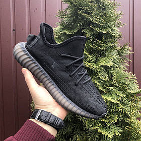 Жіночі кросівки Adidas Yeezy Boost сіточка літні повсякденні чорні