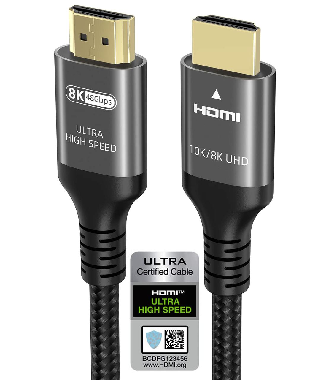 Кабель 3 м10 FT, Ubluker 10k 8k 4k HDMI 2.1 Сертифікований надшвидкісний кабель HDMI 4k 120 Гц 144 Гц 8k 60 Гц 48 Гбіт/с, фото 1