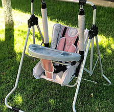 Дитяча гойдалка з бар'єром і столиком Adbor N1 (Адбор Н1) сіро-бежевий колір