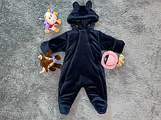 Дитячий демісезонний велюровий комбінезон для новонародженого – весняний осінній комбінезон від 0 до 6 міс., фото 4