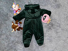 Дитячий демісезонний велюровий комбінезон для новонародженого – весняний осінній комбінезон від 0 до 6 міс., фото 3