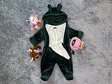 Дитячий демісезонний велюровий комбінезон для новонародженого – весняний осінній комбінезон від 0 до 6 міс., фото 2