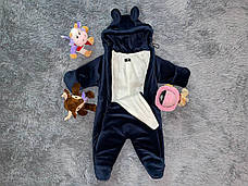 Дитячий демісезонний велюровий комбінезон для новонародженого – весняний осінній комбінезон від 0 до 6 міс., фото 5