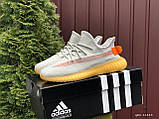 Жіночі кросівки Adidas Yeezy Boost сіточка стильні повітропроникні сірі жовтогарячі, фото 3