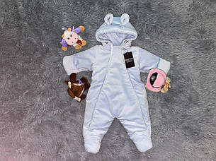 Дитячий демісезонний велюровий комбінезон для новонародженого – весняний осінній комбінезон від 0 до 6 міс., фото 1
