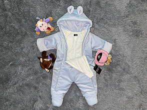 Дитячий демісезонний велюровий комбінезон для новонародженого – весняний осінній комбінезон від 0 до 6 міс., фото 2