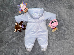 Дитячий демісезонний велюровий комбінезон для новонародженого – весняний осінній комбінезон від 0 до 6 міс., фото 3