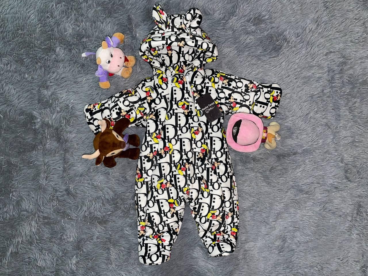 Дитячий демісезонний велюровий комбінезон для новонародженого – весняний осінній комбінезон від 0 до 6 міс.