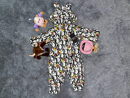 Дитячий демісезонний велюровий комбінезон для новонародженого – весняний осінній комбінезон від 0 до 6 міс., фото 1