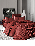 Комплект постільної білизни First Choice Deluxe Dark Series Square Style Cinnamon бавовна 220-200 см червоний