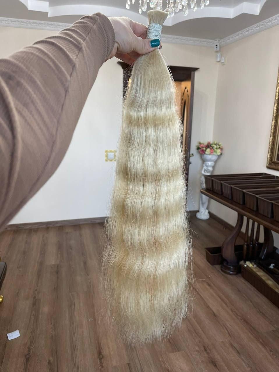 Натуральные волосы в срезе блонд, волна 80 см 50 грамм для наращивания - фото 3 - id-p1584524215
