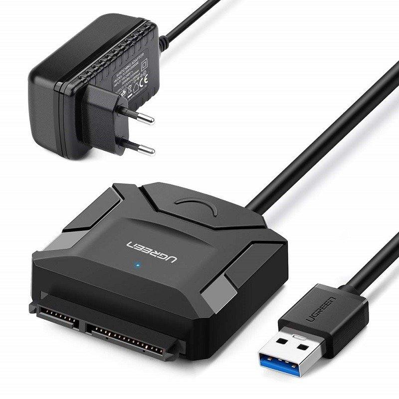 Кабель-адаптер UGREEN USB 3.0-SATA для 2,5"/3,5" жесткого диска Black (CR108), фото 1