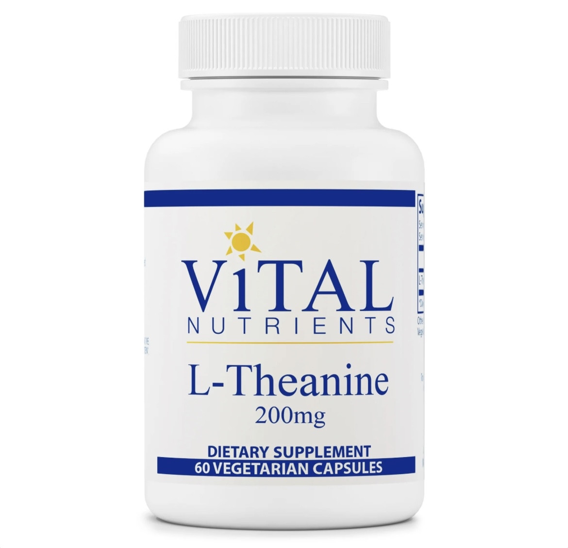 Vital Nutrients, L-теанін, L-Theanine 200 мг, 60 вегетаріанських капсул BX070