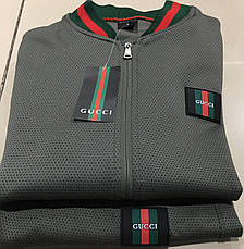 Чоловічий спортивний костюм Gucci, брендовий спорт костюм Гуччі люкс якість темно-сірий, фото 6