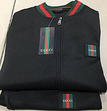 Чоловічий спортивний костюм Gucci, брендовий спорт костюм Гуччі люкс якість темно-сірий, фото 5